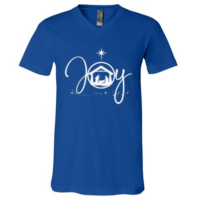 Christian Christmas Joy Jesus Nativity Scene Faith Gift V-Neck T-Shirt