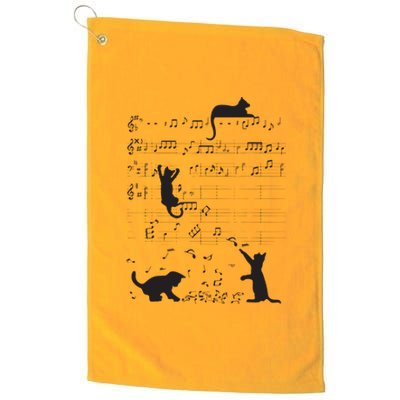 Cute Cat Kitty Playing Music Note Clef Musician Art Platinum Collection Golf Towel