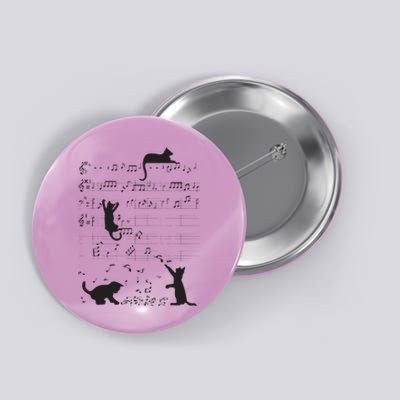 Cute Cat Kitty Playing Music Note Clef Musician Art Button