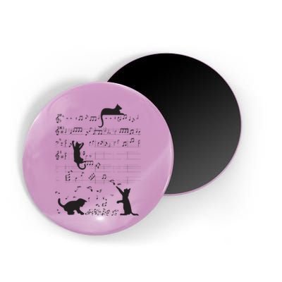 Cute Cat Kitty Playing Music Note Clef Musician Art Magnet