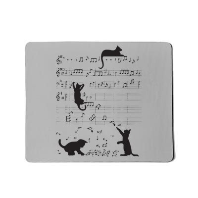 Cute Cat Kitty Playing Music Note Clef Musician Art Mousepad