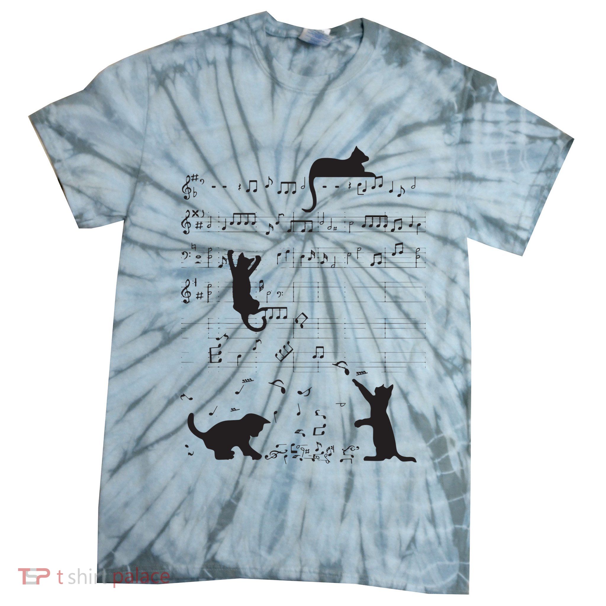 Cute Cat Kitty Playing Music Note Clef Musician Art Tie-Dye T-Shirt