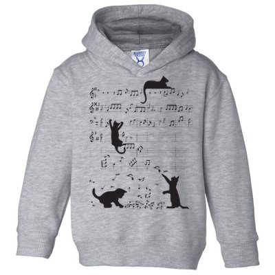 Cute Cat Kitty Playing Music Note Clef Musician Art Toddler Hoodie