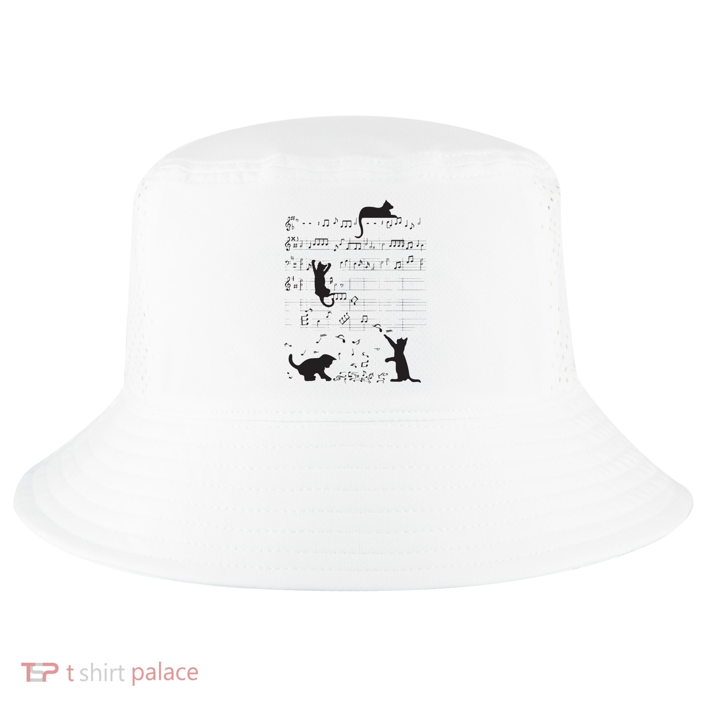Cute Cat Kitty Playing Music Note Clef Musician Art Cool Comfort Performance Bucket Hat