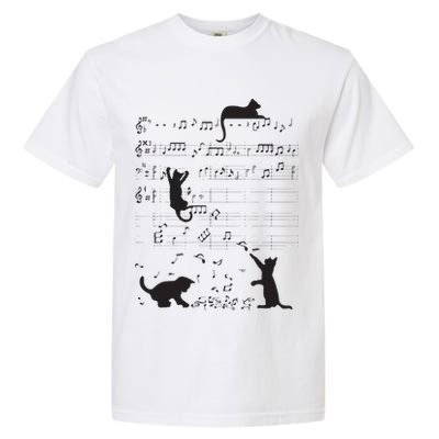 Cute Cat Kitty Playing Music Note Clef Musician Art Garment-Dyed Heavyweight T-Shirt