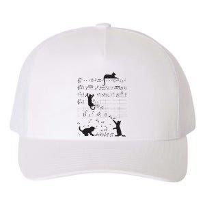 Cute Cat Kitty Playing Music Note Clef Musician Art Yupoong Adult 5-Panel Trucker Hat