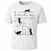 Cute Cat Kitty Playing Music Note Clef Musician Art Cooling Performance Crew T-Shirt