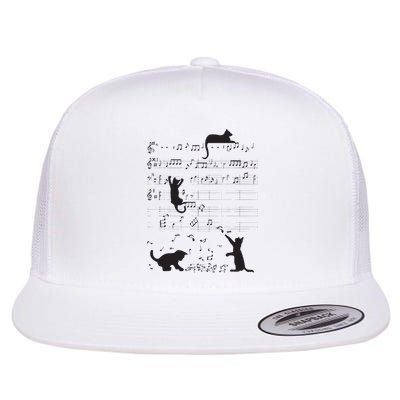 Cute Cat Kitty Playing Music Note Clef Musician Art Flatbill Hat