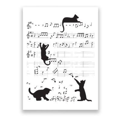 Cute Cat Kitty Playing Music Note Clef Musician Art Poster