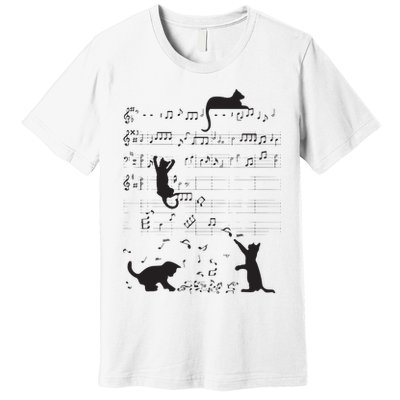 Cute Cat Kitty Playing Music Note Clef Musician Art Premium T-Shirt