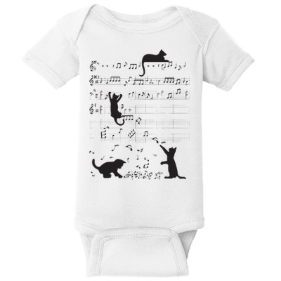 Cute Cat Kitty Playing Music Note Clef Musician Art Baby Bodysuit