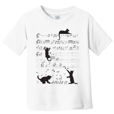 Cute Cat Kitty Playing Music Note Clef Musician Art Toddler T-Shirt