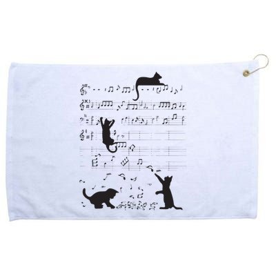 Cute Cat Kitty Playing Music Note Clef Musician Art Grommeted Golf Towel