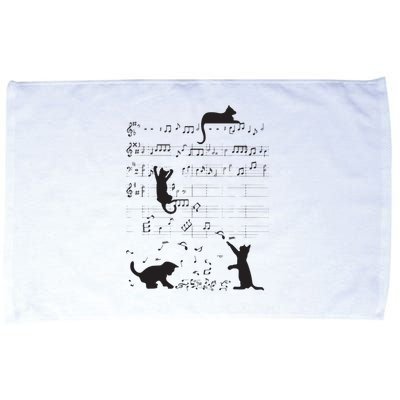 Cute Cat Kitty Playing Music Note Clef Musician Art Microfiber Hand Towel