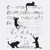 Cute Cat Kitty Playing Music Note Clef Musician Art Women's Crop Top Tee