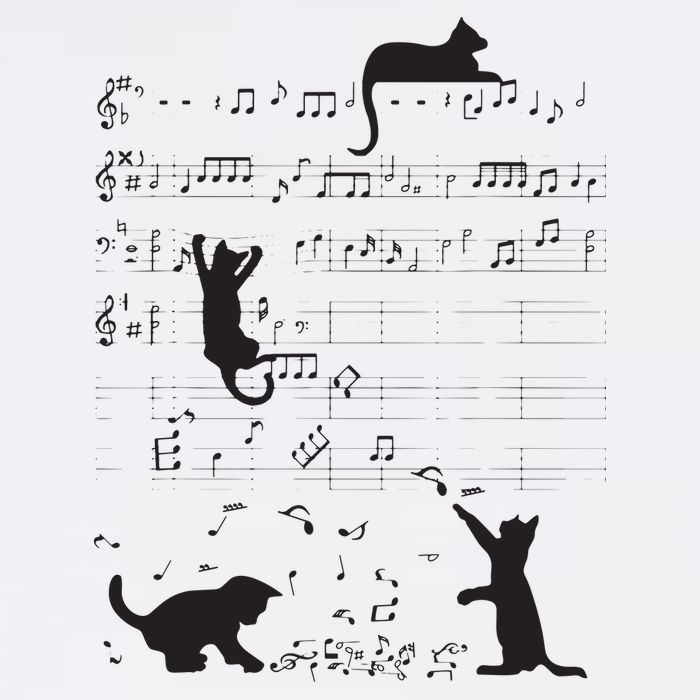 Cute Cat Kitty Playing Music Note Clef Musician Art Women's Crop Top Tee