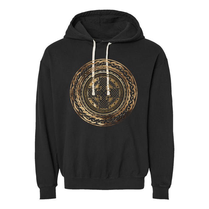 Celtic Cross Knot Irish Scottish Shield Warrior Graphic Garment-Dyed Fleece Hoodie