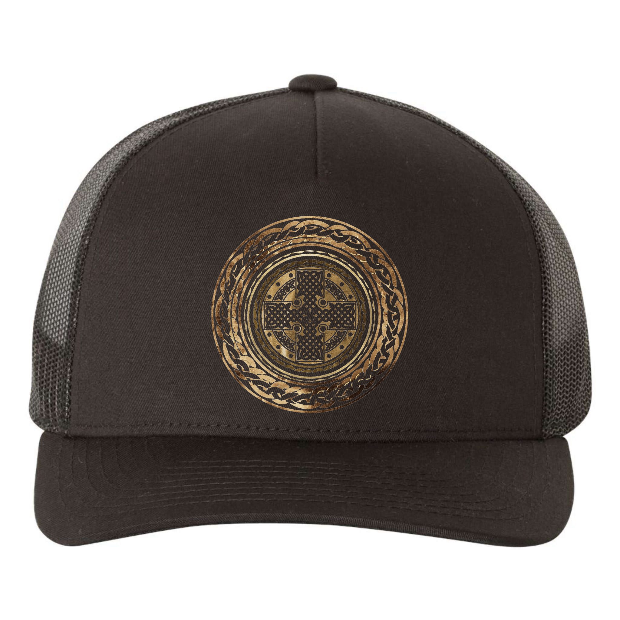Celtic Cross Knot Irish Scottish Shield Warrior Graphic Yupoong Adult 5-Panel Trucker Hat