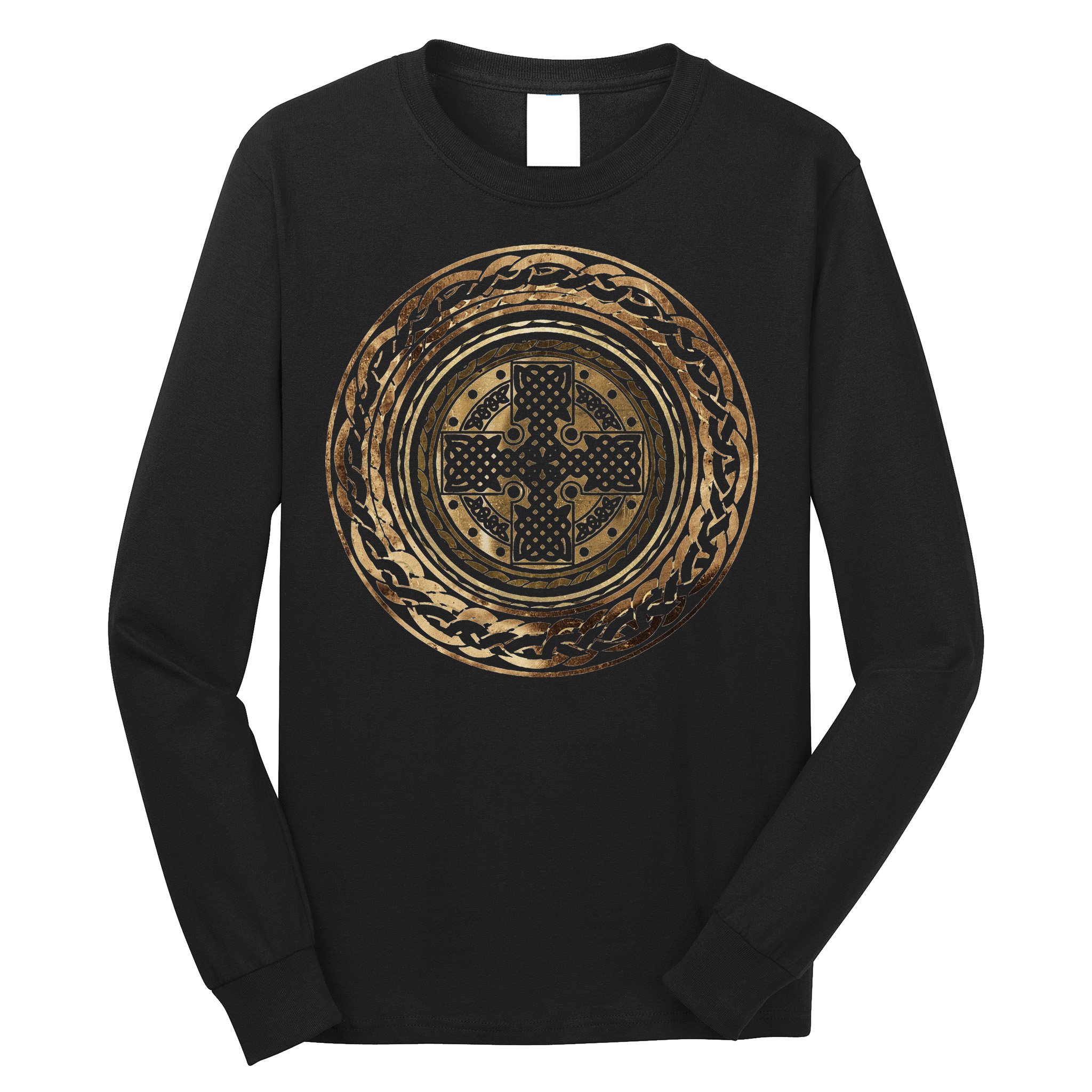 Celtic Cross Knot Irish Scottish Shield Warrior Graphic Long Sleeve Shirt