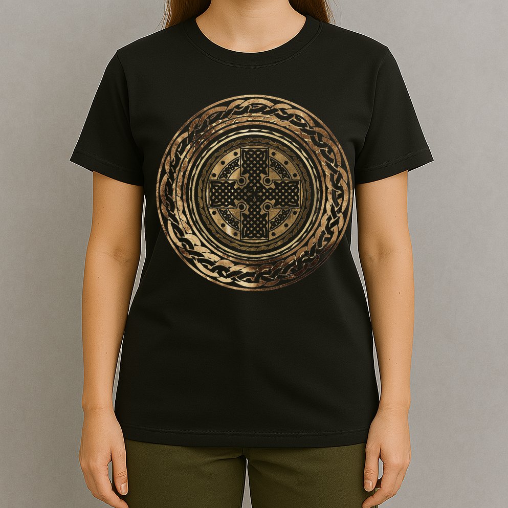 Celtic Cross Knot Irish Scottish Shield Warrior Graphic T-Shirt