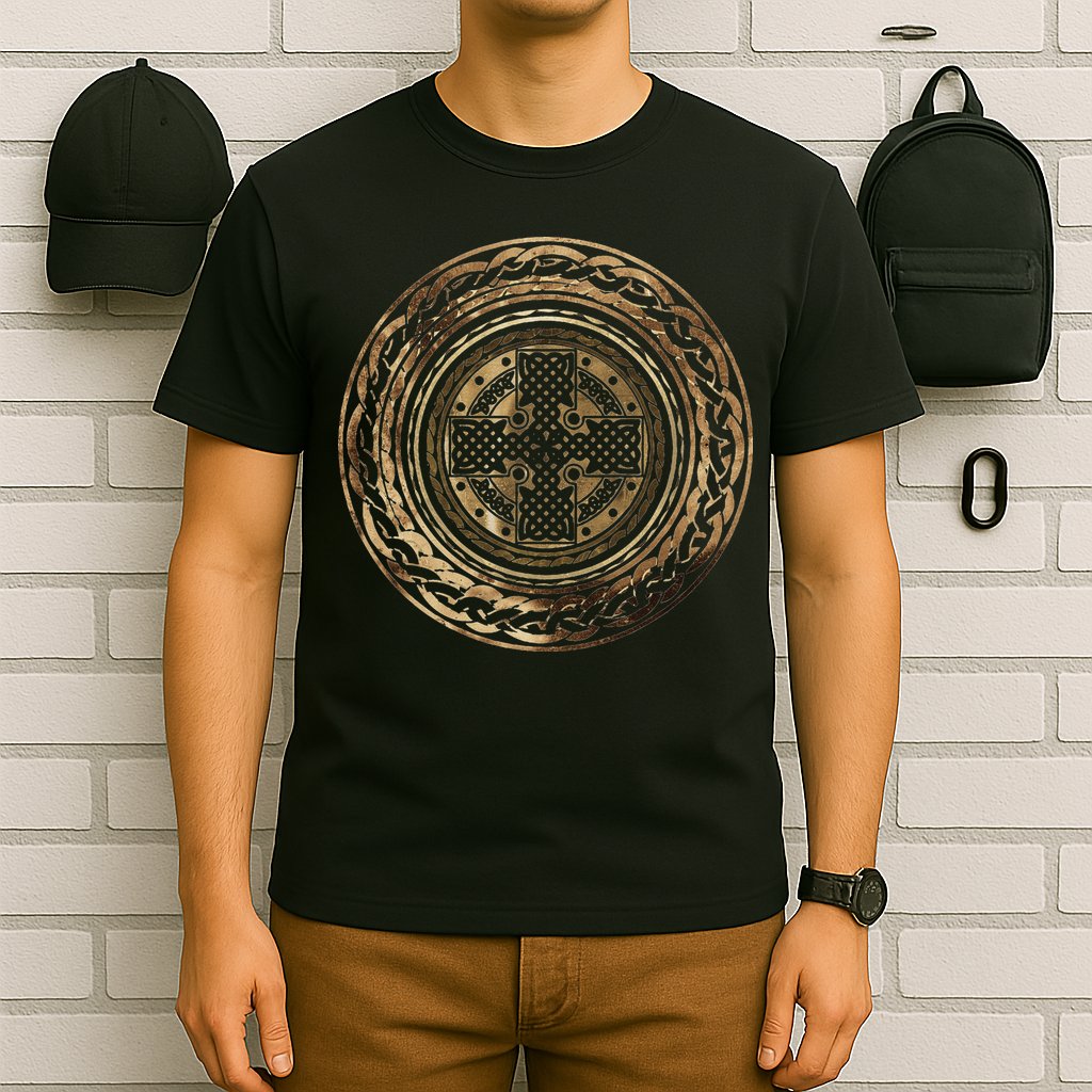 Celtic Cross Knot Irish Scottish Shield Warrior Graphic T-Shirt