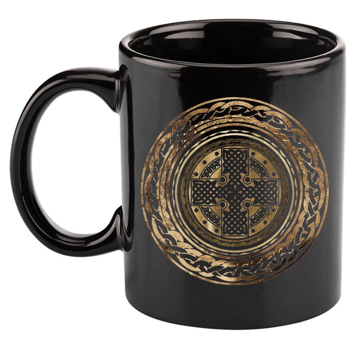 Celtic Cross Knot Irish Scottish Shield Warrior Graphic 11oz C Handle Ceramic Mug