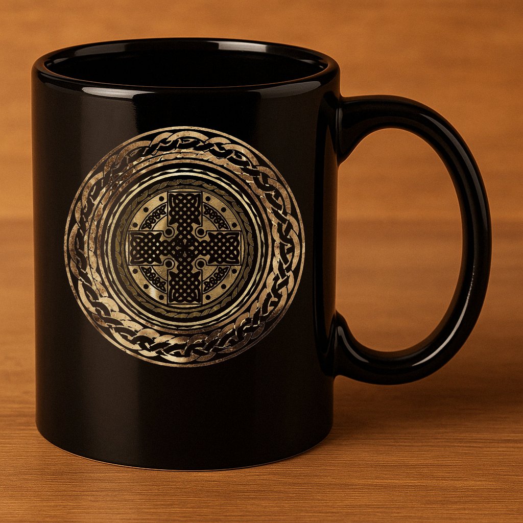 Celtic Cross Knot Irish Scottish Shield Warrior Graphic 11oz C Handle Ceramic Mug