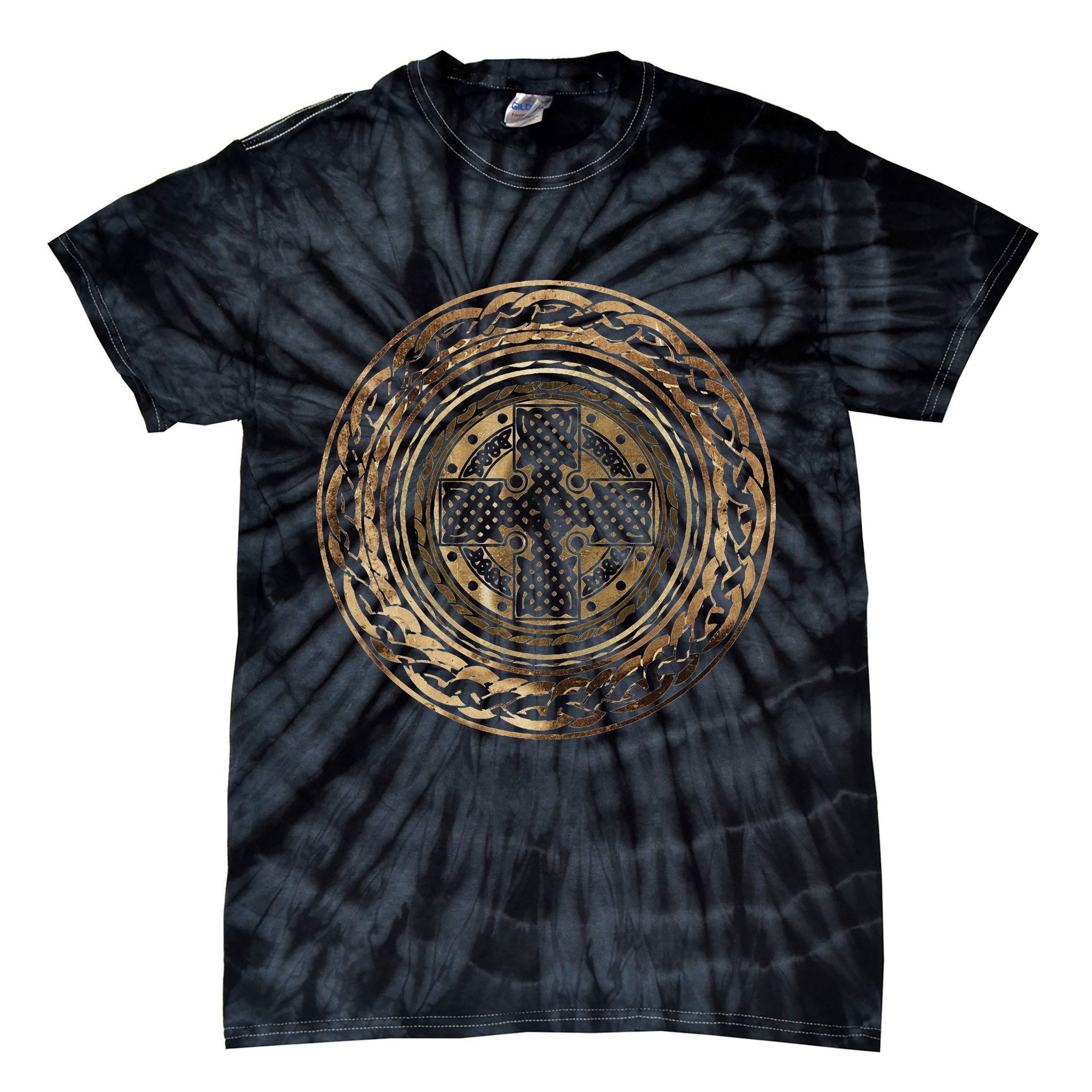 Celtic Cross Knot Irish Scottish Shield Warrior Graphic Tie-Dye T-Shirt