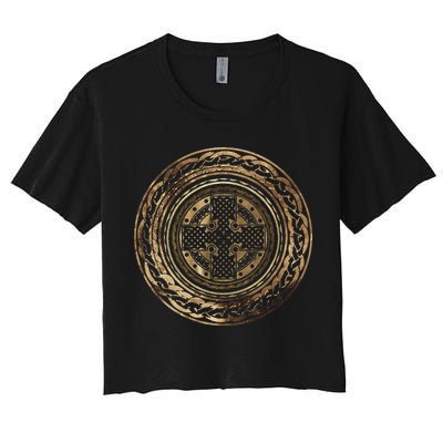 Celtic Cross Knot Irish Scottish Shield Warrior Graphic Crop Top