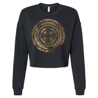 Celtic Cross Knot Irish Scottish Shield Warrior Graphic Cropped Pullover Crew