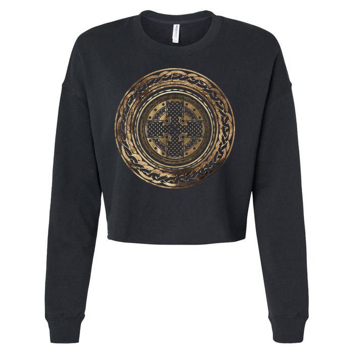 Celtic Cross Knot Irish Scottish Shield Warrior Graphic Cropped Pullover Crew