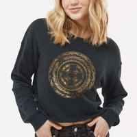Celtic Cross Knot Irish Scottish Shield Warrior Graphic Cropped Pullover Crew