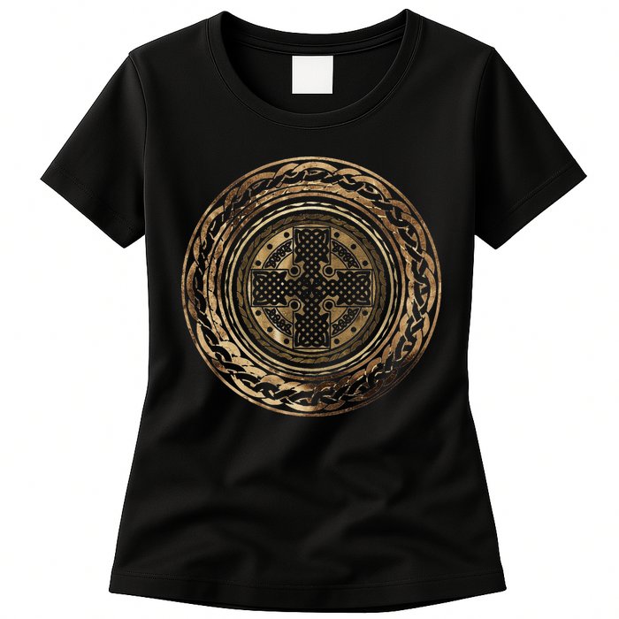 Celtic Cross Knot Irish Scottish Shield Warrior Graphic Womens T-Shirt