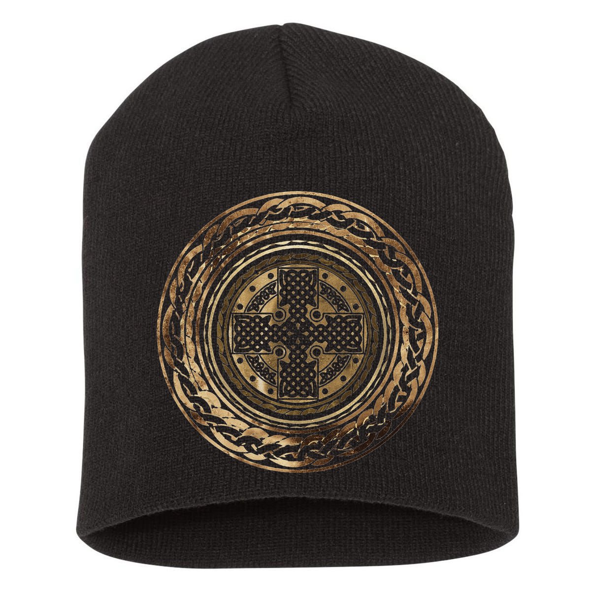 Celtic Cross Knot Irish Scottish Shield Warrior Graphic Short Acrylic Beanie
