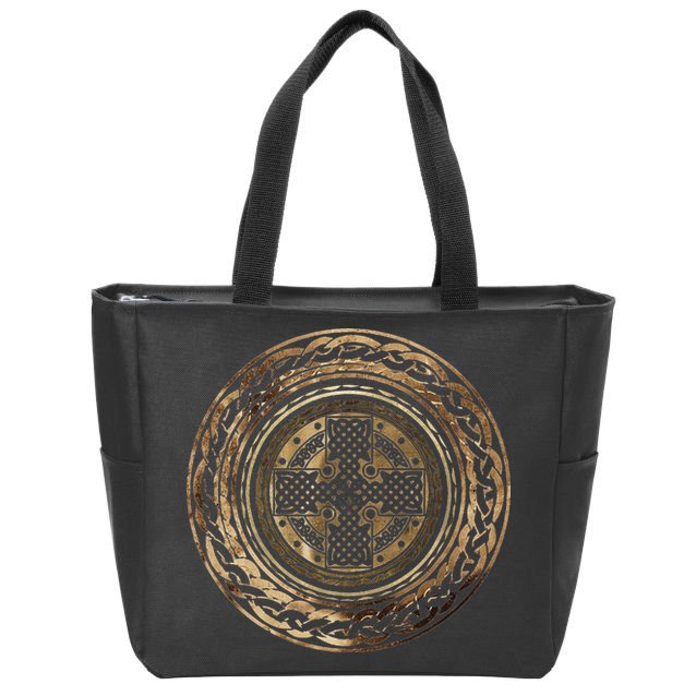Celtic Cross Knot Irish Scottish Shield Warrior Graphic Zip Tote Bag