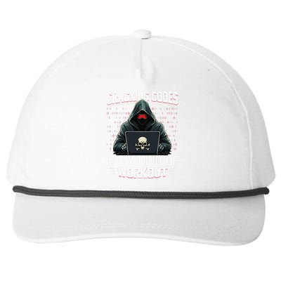 Cracking Codes Kind Of Workout Funny Cybersecurity Hacker Snapback Five-Panel Rope Hat