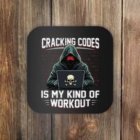 Cracking Codes Kind Of Workout Funny Cybersecurity Hacker Coaster