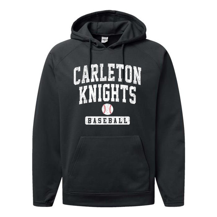 Carleton College Knights Baseball Arch Vintage Design Performance Fleece Hoodie