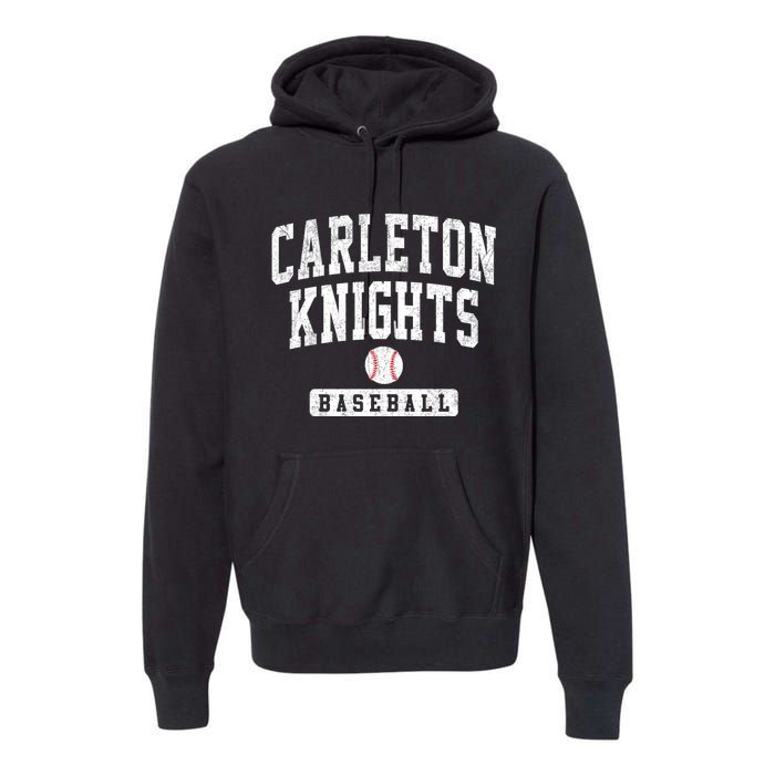 Carleton College Knights Baseball Arch Vintage Design Premium Hoodie