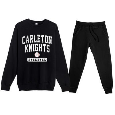 Carleton College Knights Baseball Arch Vintage Design Premium Crewneck Sweatsuit Set