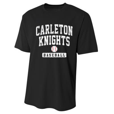 Carleton College Knights Baseball Arch Vintage Design Performance Sprint T-Shirt