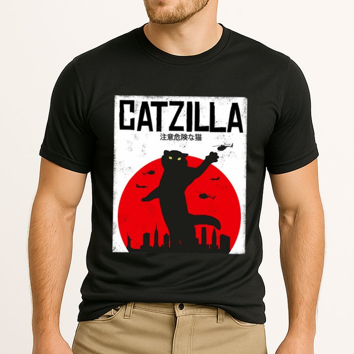 Catzilla Cat Kitten Feline Kitty Outfit Japan Movie Cooling Performance Crew T-Shirt