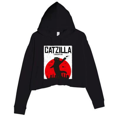 Catzilla Cat Kitten Feline Kitty Outfit Japan Movie Crop Fleece Hoodie