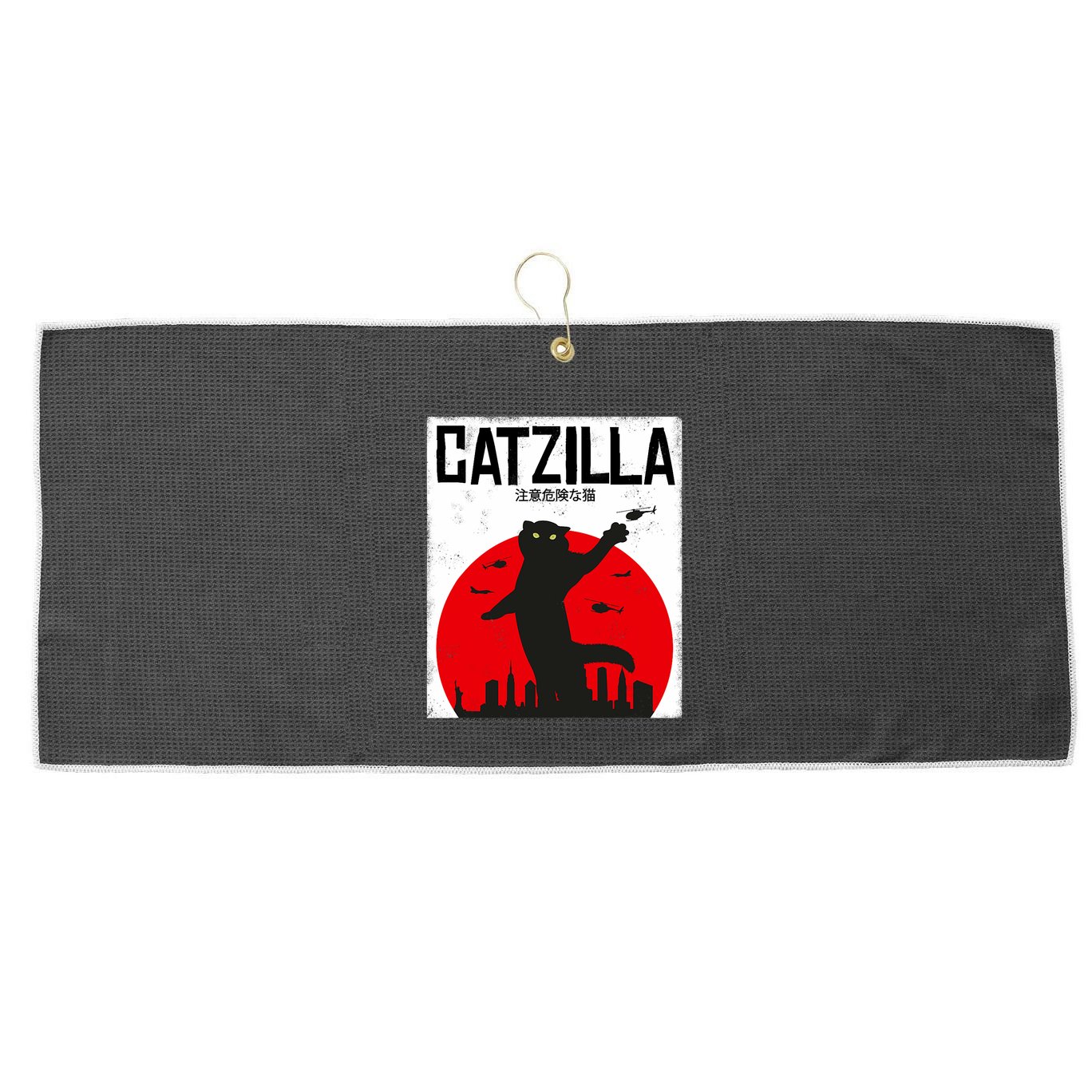 Catzilla Cat Kitten Feline Kitty Outfit Japan Movie Large Microfiber Waffle Golf Towel