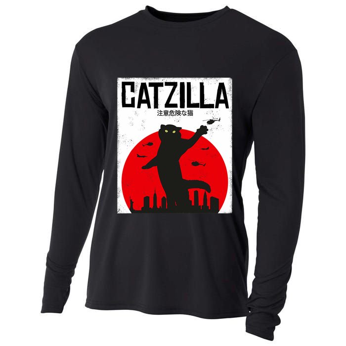 Catzilla Cat Kitten Feline Kitty Outfit Japan Movie Cooling Performance Long Sleeve Crew