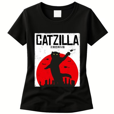 Catzilla Cat Kitten Feline Kitty Outfit Japan Movie Womens T-Shirt