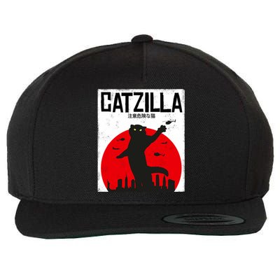 Catzilla Cat Kitten Feline Kitty Outfit Japan Movie Wool Snapback Cap