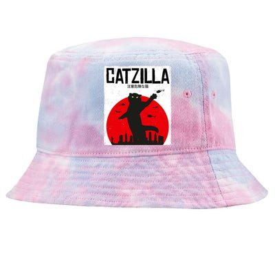 Catzilla Cat Kitten Feline Kitty Outfit Japan Movie Tie-Dyed Bucket Hat