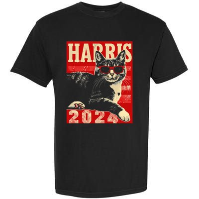 Cool Cat Kamala Vote For Democracy Harris 2024 Garment-Dyed Heavyweight T-Shirt