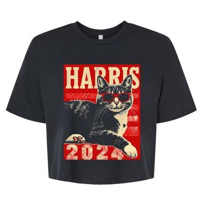 Cool Cat Kamala Vote For Democracy Harris 2024 Bella+Canvas Jersey Crop Tee